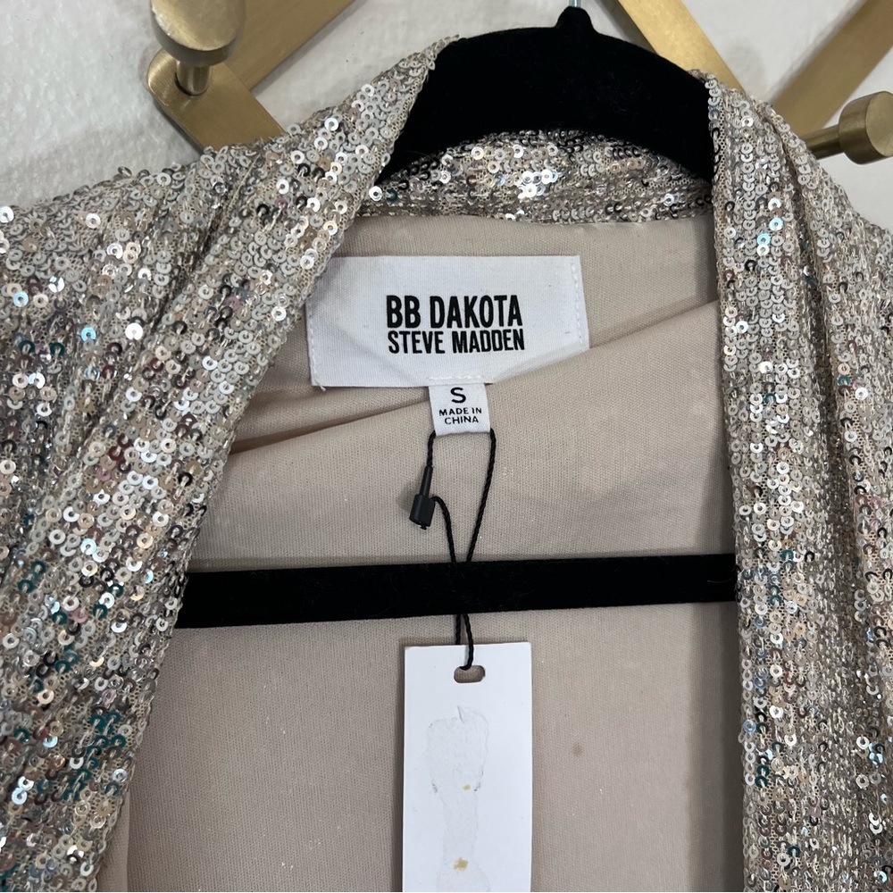 BB Dakota Silver Sequin Blazer/Duster Open Long Cardigan - Picture 2 of 13